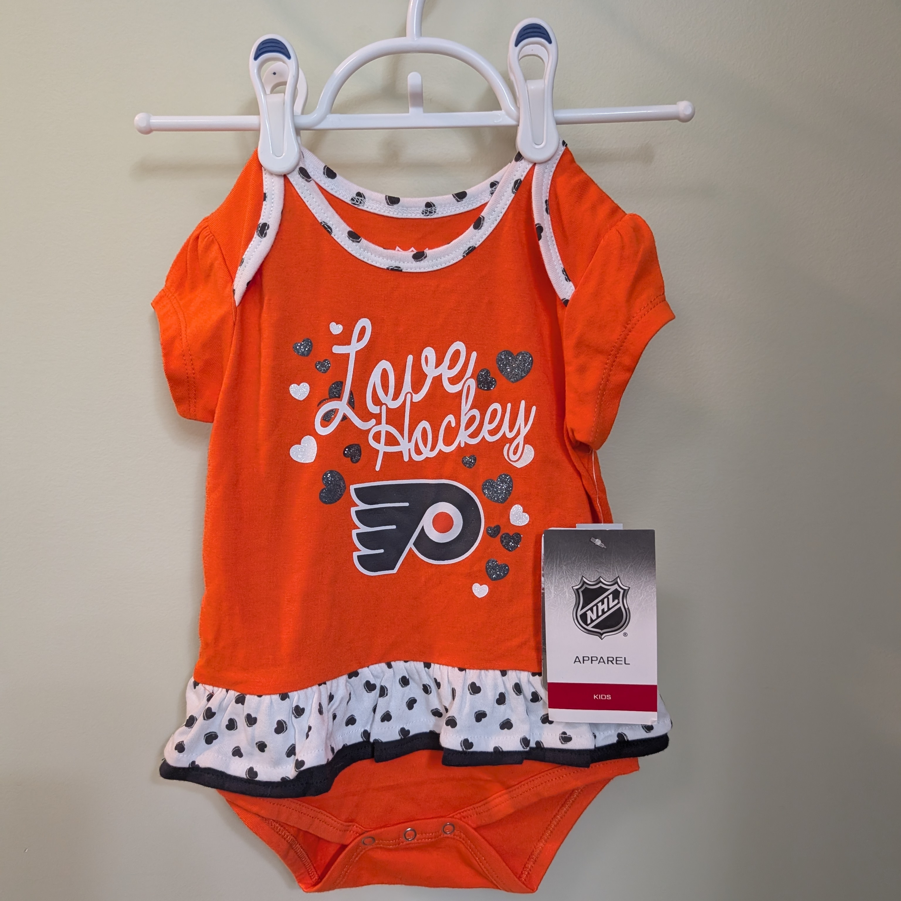 Orange Nhl Love Hockey Baby Onesie